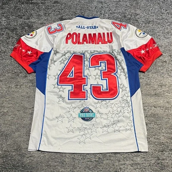 Troy Polamalu Pittsburgh Steelers 2008 Pro Bowl Jersey Size 52 Reebok NFL Away Jerseys